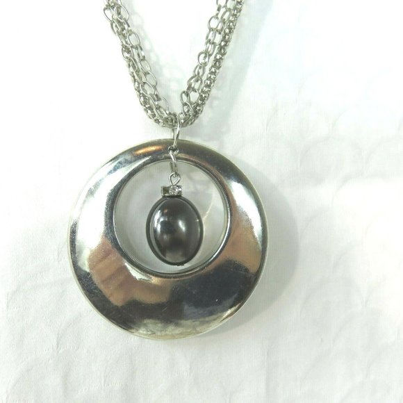 Silver Gray Hollow Circle Pendants Necklace 3 Chains Fashion Jewelry - Picture 7 of 12